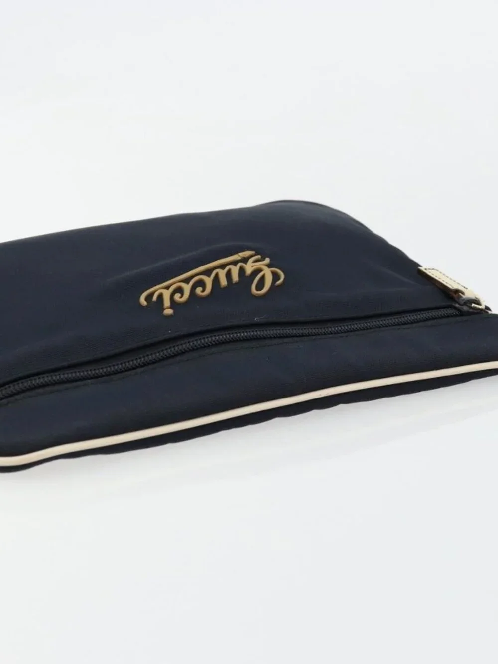GUCCI Pouch Nylon Navy Silver Auth bs22200